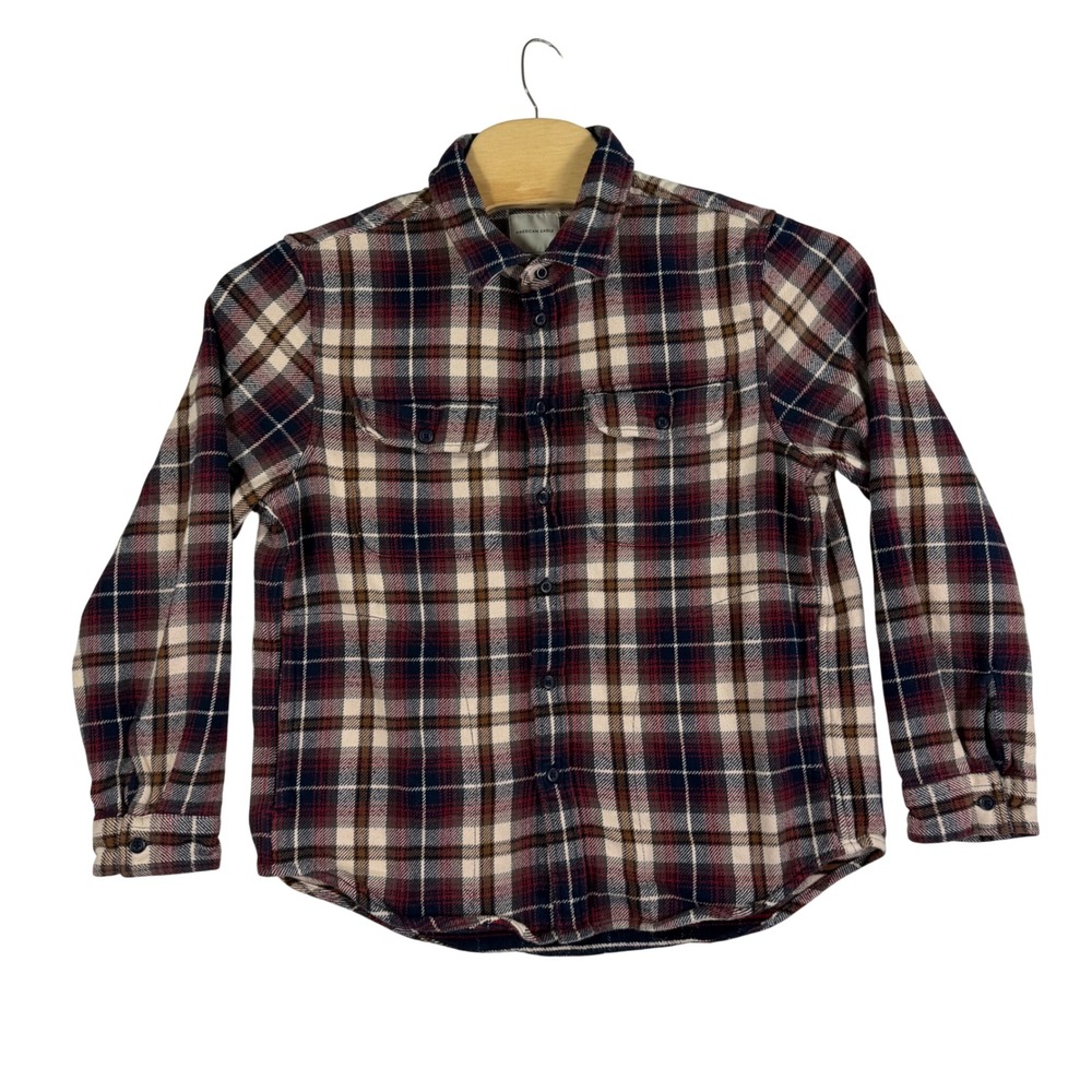 American Eagle Flannel Shirt Mens Large Multicolor Plaid Long Sleeve Button Down